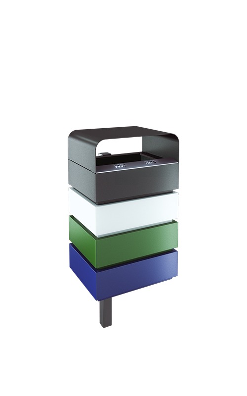 AUWEKO QUADRO WASTEBIN Bild: Quatro-Papierkorb, farbig mit Dach