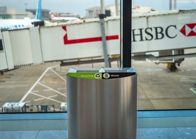 Stainless Steel garbage can for Airports, London Heathrow